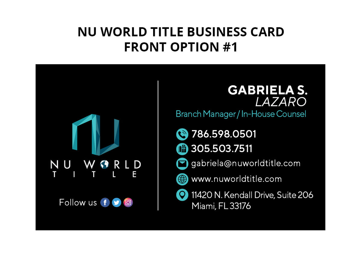 Nu World Title Business Cards Economy Cards – Realtor Printing