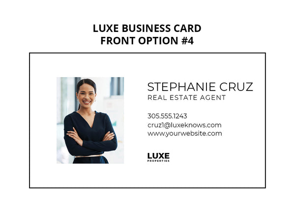 Luxe Properties Business Cards: 16pt Silk Laminated with Spot UV