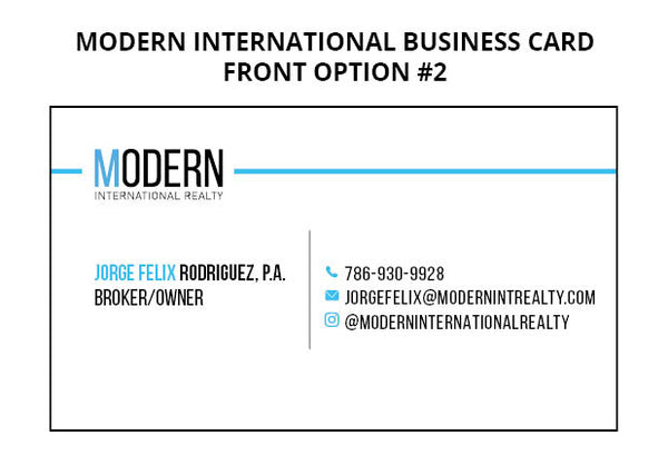 Modern International Realty Business Cards: 16pt Silk Laminated