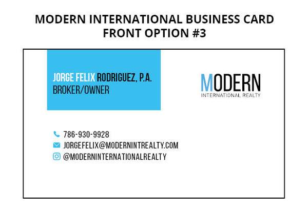 Modern International Realty Business Cards: 16pt Economy