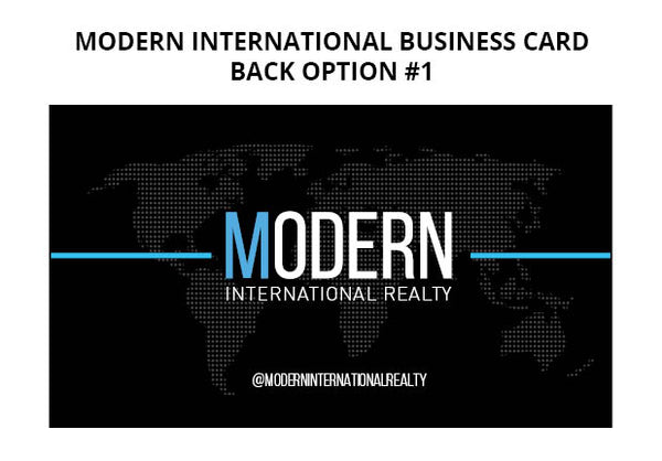 Modern International Realty Business Cards: 16pt Silk Laminated w/ Spot UV