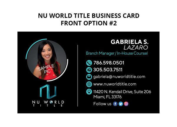 Nu World Title Business Cards: 16pt Economy