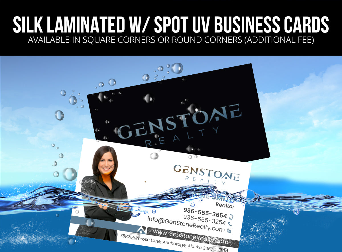 Genstone Business Cards: 16pt Silk Laminated w/ Spot UV