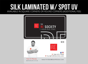 RE Society Business Cards: 16pt Silk Laminated with Spot UV